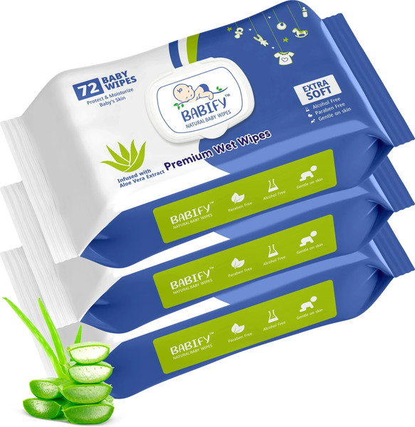 BabiFy Extra Soft Premium Baby Wipes With Aloe Vera | Rush & Paraben-Free (Pack of 3)