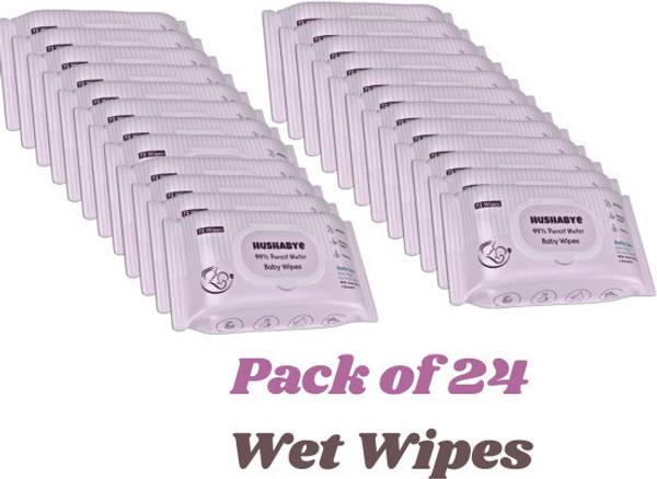 Hushabye Soft Baby Wet Wipes with AloeVera And Glycerin, Clinically Tested with Lid