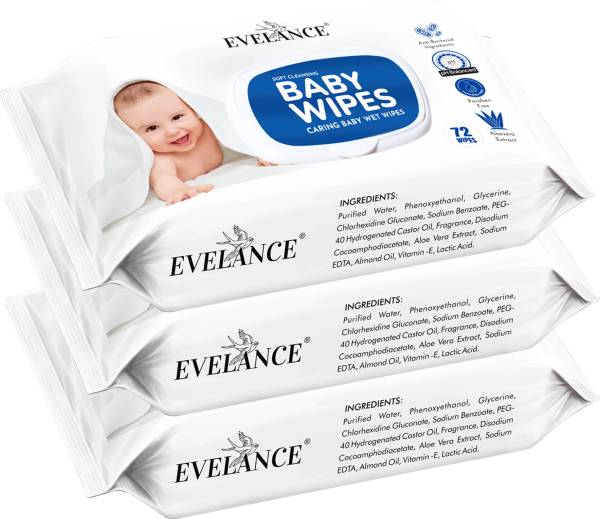EVELANCE Soft Cleansing Baby Wipes with Aloe Vera, and Vitamin E