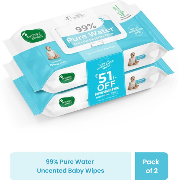 Mother Sparsh 99% Pure Water Wipes (40X2Pcs)