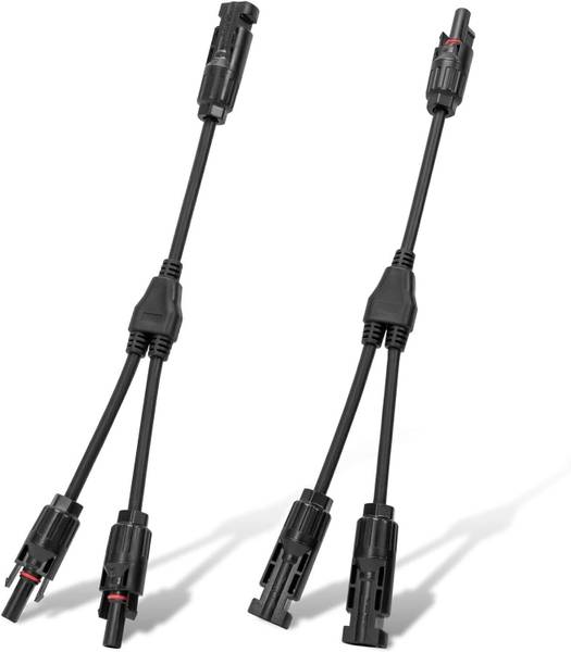 ABONIX Solar Panel MC4 T Branch 2 to 1 Parallel Cable Y Branch Parallel PV Adapter - (M/FF+F/MM) Wire Connector
