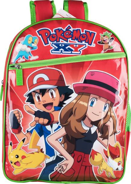 PoKeMoN Pokemon Red and Green Bag 16 inch (Primary 1st-4th Std) Waterproof School Bag