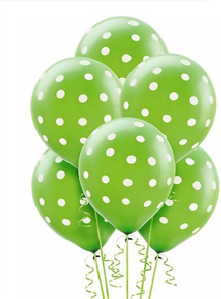PartyballoonsHK Printed Green Polka Dot ( Pack of 30) Balloon