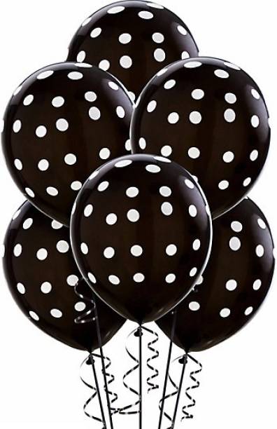 PartyballoonsHK Solid Black Polka Dot ( Pack of 30) Balloon