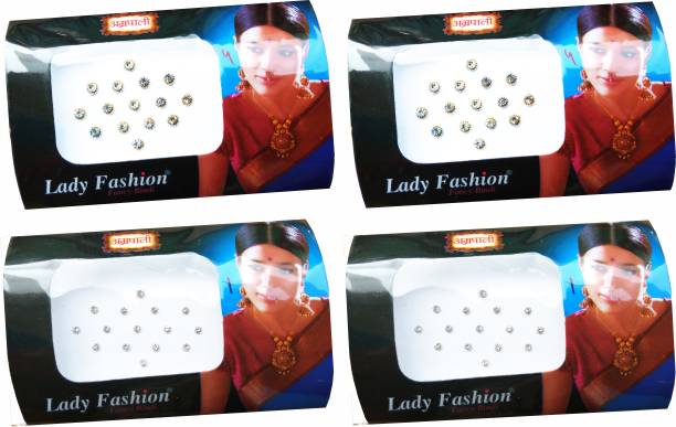 Lady FASHION Amarpali Silver Bordered White Crystals 0412201615 Forehead White Bindis