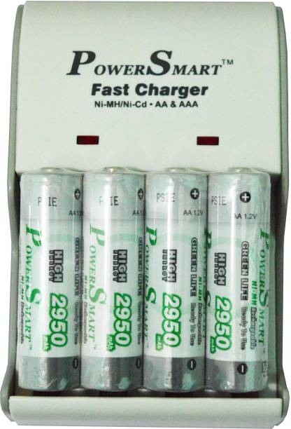 Power Smart 2950 MaH x 4 Cells 5 Hour 2 LED With Automatic Cut Off Function Fast PS 1002 AA AAA NiCD NiMH Camera Battery Charger Set  Camera Battery Charger
