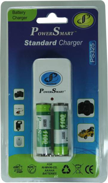 Power Smart Standard Charger with 4 AA Batteries (1100mAh Capacity)  Camera Battery Charger