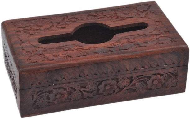 Royal Red Silver Paper Tissue Box Holder Office Car Home Decor NEW