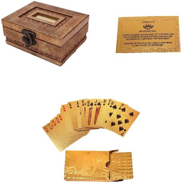 JEWEL FUEL Playing Cards With Exclusive Wooden Gift Box In 24k 100 Dollar