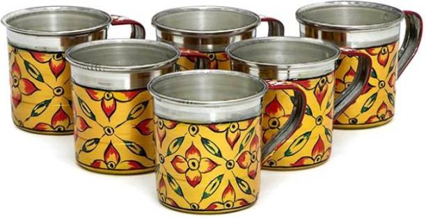 Kaushalam Pack of 6 Stainless Steel Cup Set Of 6 Yellow