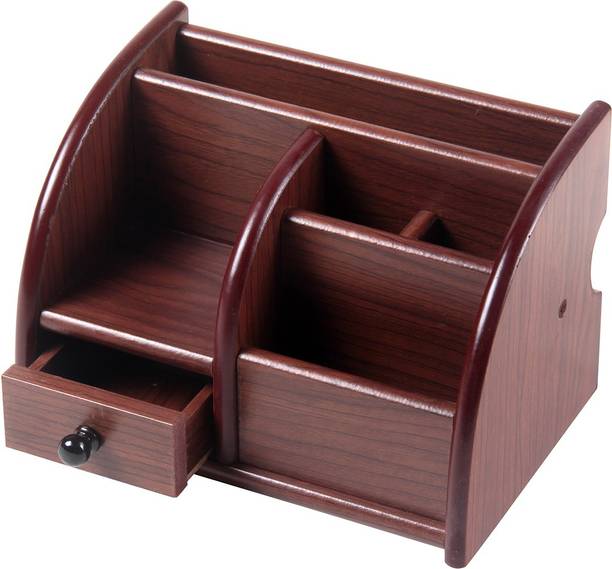 Desk Organizers At Best S In India Fab Handicraft 6 Compartments Wooden Pen And Mobile Holder