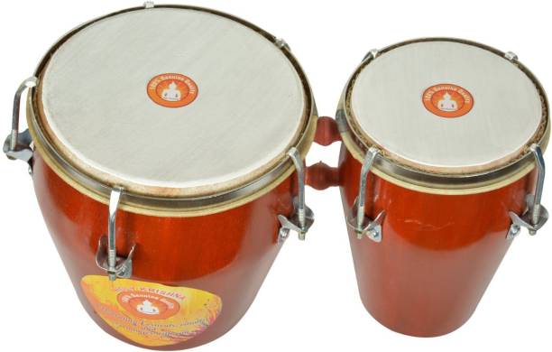 Holy Krishna Professional Long Lasting Two Piece Bongo Drum set + Free Two Professional Drum Stick Nut & Bolts Dholak