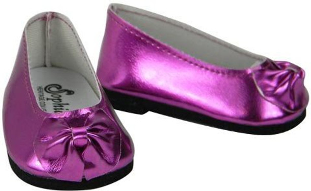 Light Pink Patent Dress Shoes with Bow Fits 18 inch American Girl Dolls