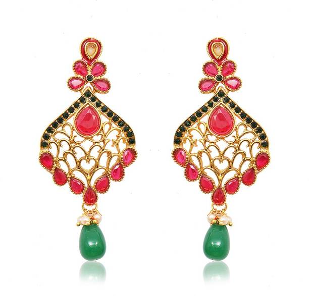 Ruby Earrings Online At Best Prices In India Ratnakar Gorgeous Ruby Alloy Chandbali Earring