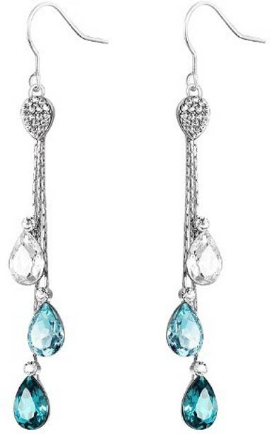 Swarovski Crystal Earrings Online Wearyourfashion Three Shades Of Rain Drops Swarovski Crystal Alloy Dangle Earring