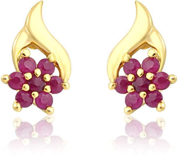 Ruby Earrings Online At Best Prices In India Mahi Red Flare Ruby Alloy Br Stud Earring