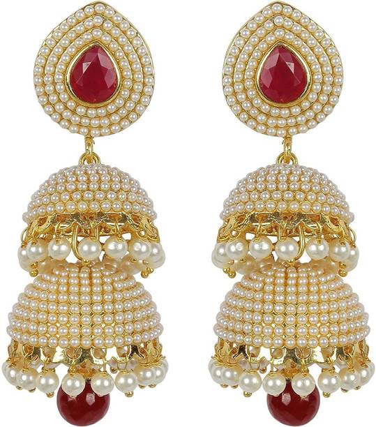 Jhumka Earrings Jhumki Online Designs Flipkart Royal Bling Glittering Pearl Marsala 2 Layer Br Jhumki Earring