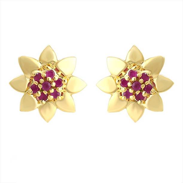 Ruby Earrings Online At Best Prices In India Mahi Sun Flower Ruby Alloy Br Stud Earring