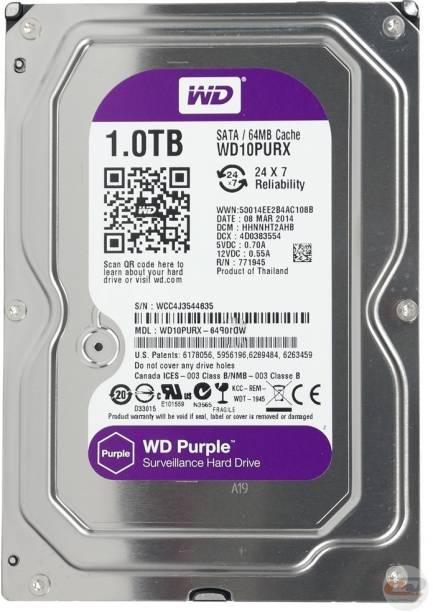 WD Purple 1 TB Surveillance Systems Internal Hard Disk Drive (HDD) (WD10PURX-64E5Y0)
