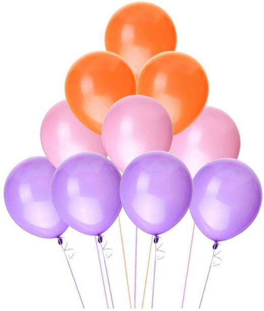 PartyballoonsHK Solid Purple,Pink & Orange Birthday party Decoration Balloon