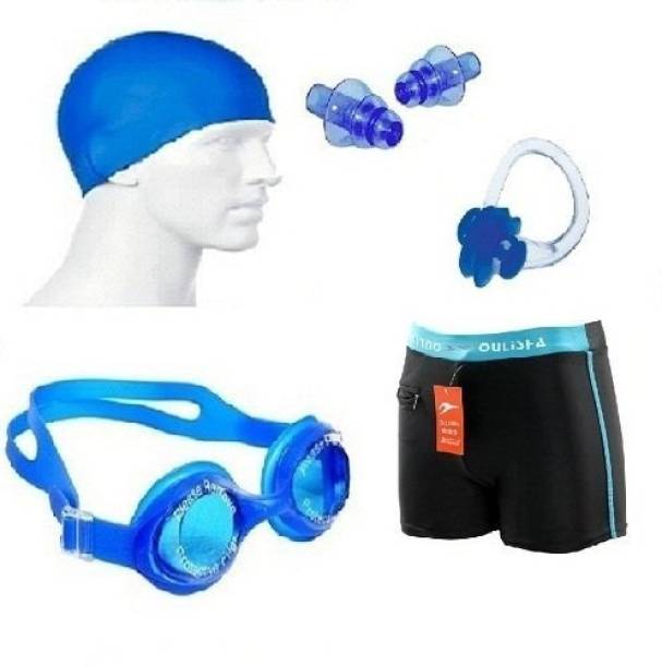 Solutions24x7 BEST QUALITY Swimming costume nose ear plug googles cap combo Swimming Kit