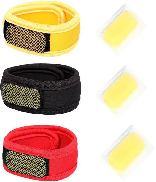 Safe-o-kid High Quality, Reusable Fabric Mosquito Repellant Band - 3 Bands+6 Refills+3 Air Tight Pouch
