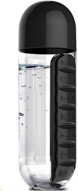 VibeX ™ Combine Daily Organizer with Water Bottle Weekly Seven Compartments with Drinking Bottle Easy Carrying Pill Box