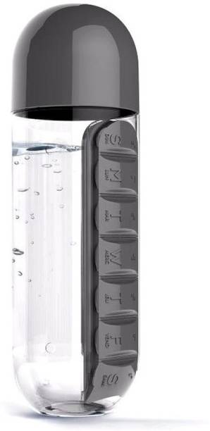 VibeX ® Water Bottle with Daily Medicine Organizer Pill Box