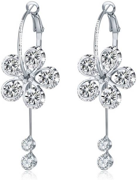 Platinum Earrings Online At Best Prices In Jewels Galaxy Luxuria Crystal Alloy Drop Earring