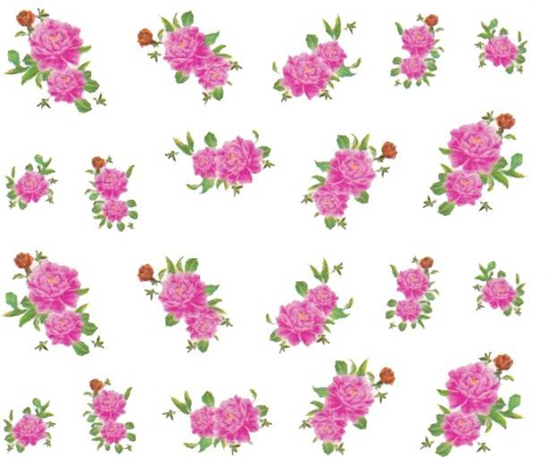 SENECIO™ Rose Bunch Multicolor Style - 13 Nail Art Manicure Decals Water Transfer Stickers Sheet
