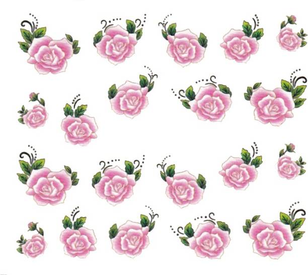 SENECIO™ Rose Bunch Multicolor Style - 19 Nail Art Manicure Decals Water Transfer Stickers Sheet
