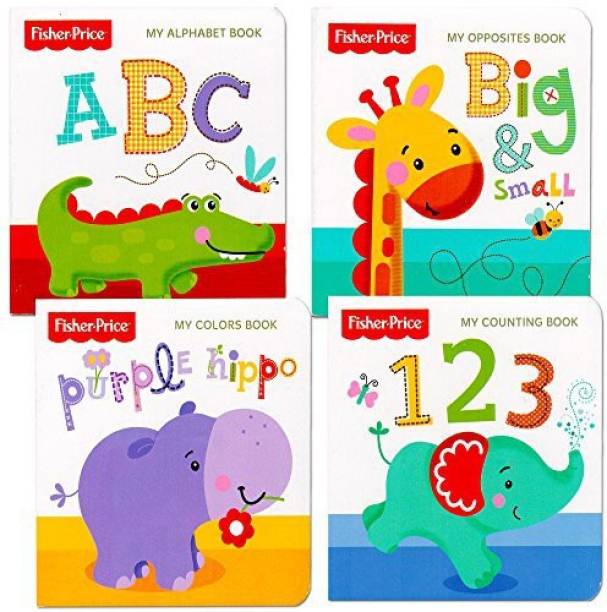 FISHER-PRICE "My First Books" Set of 4 Baby Toddler Board Books (ABC Book, Colors Book, Numbers Book, Opposites Book)