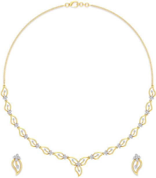 Diamond Necklaces Online At Best Prices In P N Gadgil Jewellers Yellow Gold Nature Love 18kt Diamond Earring Necklace Set