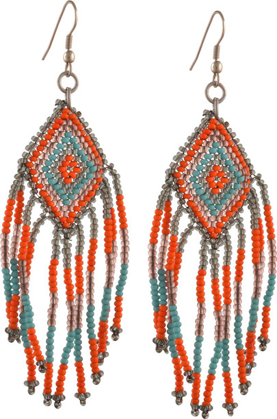 Zephyrr Fashion Jewellery Copper Earrings White Glass Beaded Contemporary Dangle /& Drop