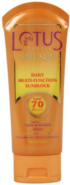 LOTUS HERBALS Safe Sun Multi-Function Tinted Sunscreen SPF 70 PA+++, Preservative free, Non-Greasy, Mattifying, Instant BB Glow - SPF 70 PA+++