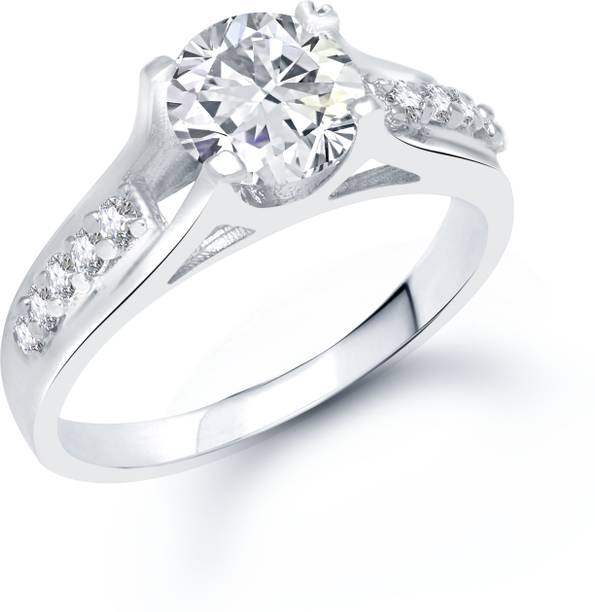 VK Jewels VK Jewels Glistening Rhodium plated solitare Ring Alloy Cubic Zirconia Rhodium Plated Ring