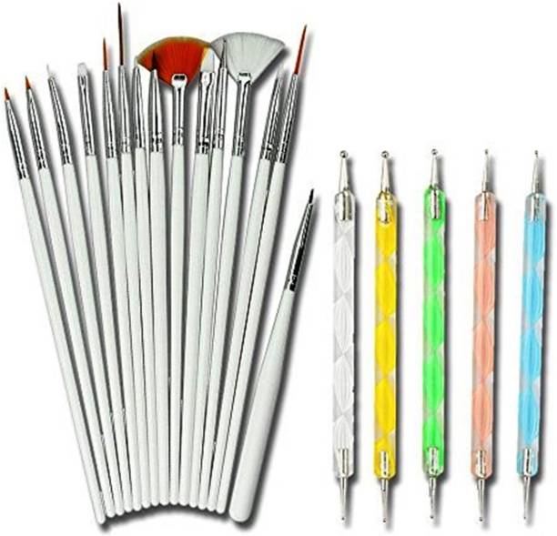 Kelley Nail Art Tool Brushes 15 Pieces & Dotting Pen 5 Pieces for Women