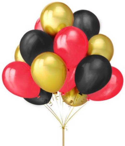 PartyballoonsHK Solid Metallic Red ,Golden ,Black Balloon
