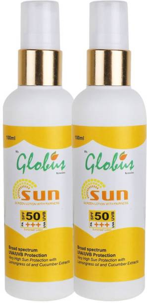 Globus Sunscreen Lotion With Fairness SPF 50 PA+++ Pack of 2 - SPF 50 PA+++