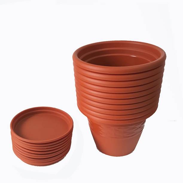 Plant Pots Container Online At Best Prices In India Siti Plast 13 Inch Heavy Duty Plastic Garden Planters With Bottom Tray Pack Of 10