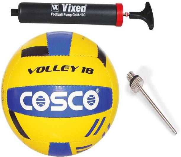 COSCO Combo of 3 , 1 Volley 18, 1 Vixen Pump, And Needle. Volleyball - Size: 4