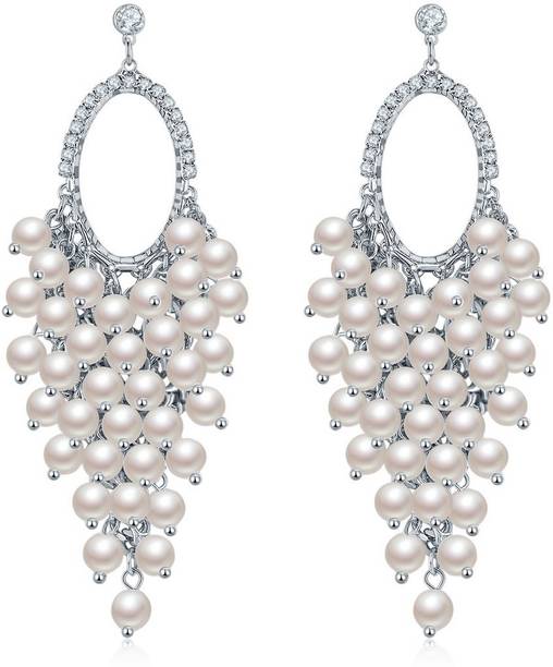 Silver Earrings Online Stud Jewels Galaxy Luxuria Pearl Copper Drops Danglers