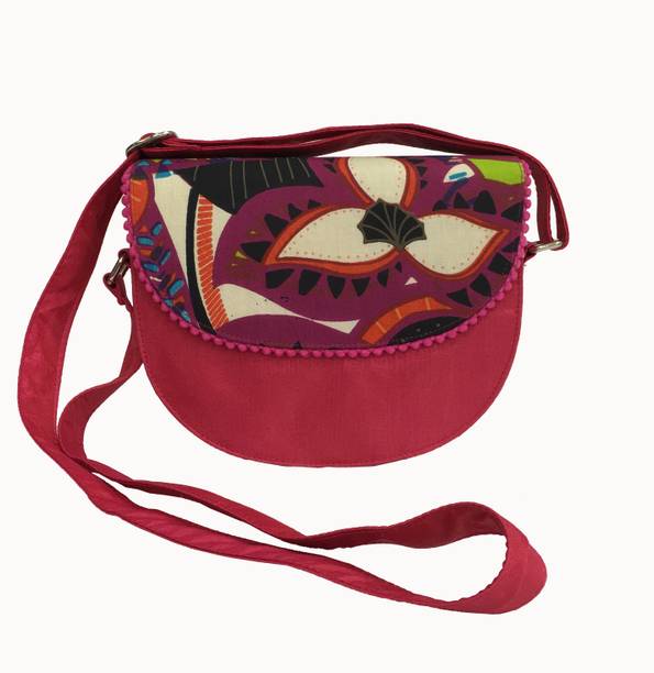 Indian Rain Handbags Clutches Indian Rain Women Casual Red Silk Cotton Sling Bag