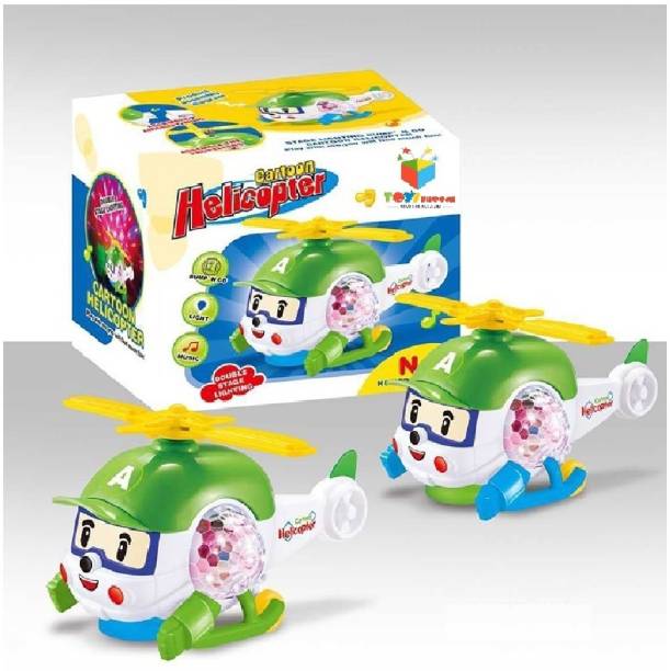 Toys Bhoomi Magical Bump and Go Pull Along Toy Helicopter with Double Stage Lighting & Musical Sound