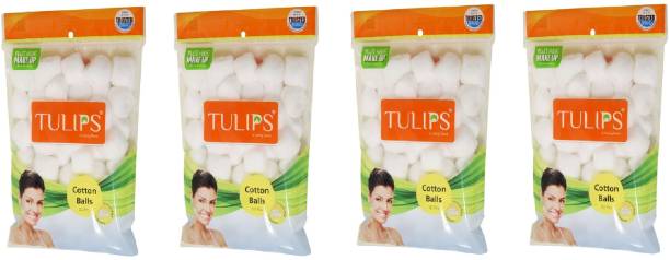 Tulips 50 White Cotton Balls in a Ziplock Bag (pack of 4)
