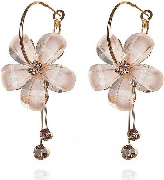 Hoop Earrings Online At Best Prices In India Jewels Galaxy Luxuria Sparkling Cubic Zirconia Alloy Hoop Earring