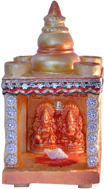 Indigo Creatives Lakshmi Ganesh Diwali Temple Mandir Multicolour Decoration Stone Home Temple