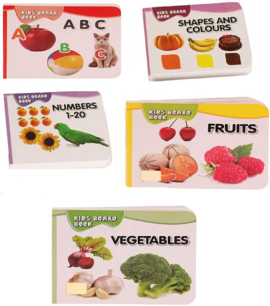 HOMESHOPEEZ Pocket Book Set of Alphabets, Shapes & Colours, Number 1-20, Fruits, Vegetables