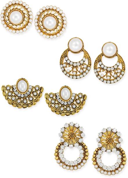 Stud Earrings Online At Best Prices In India Combo Of 4 Ethnic Zinc Stud Earring