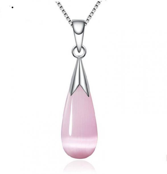Staybeautiful Pendants Lockets Staybeautiful Pink Drop Locket With Silver Chain Metal Pendant Set